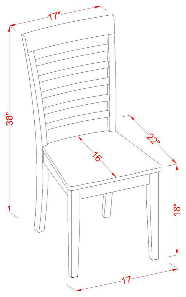 Milan Chair With Wood Seat Mahogany Finish Set of 2