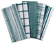 DII Assorted Teal Woven Dishtowel, Set of 5