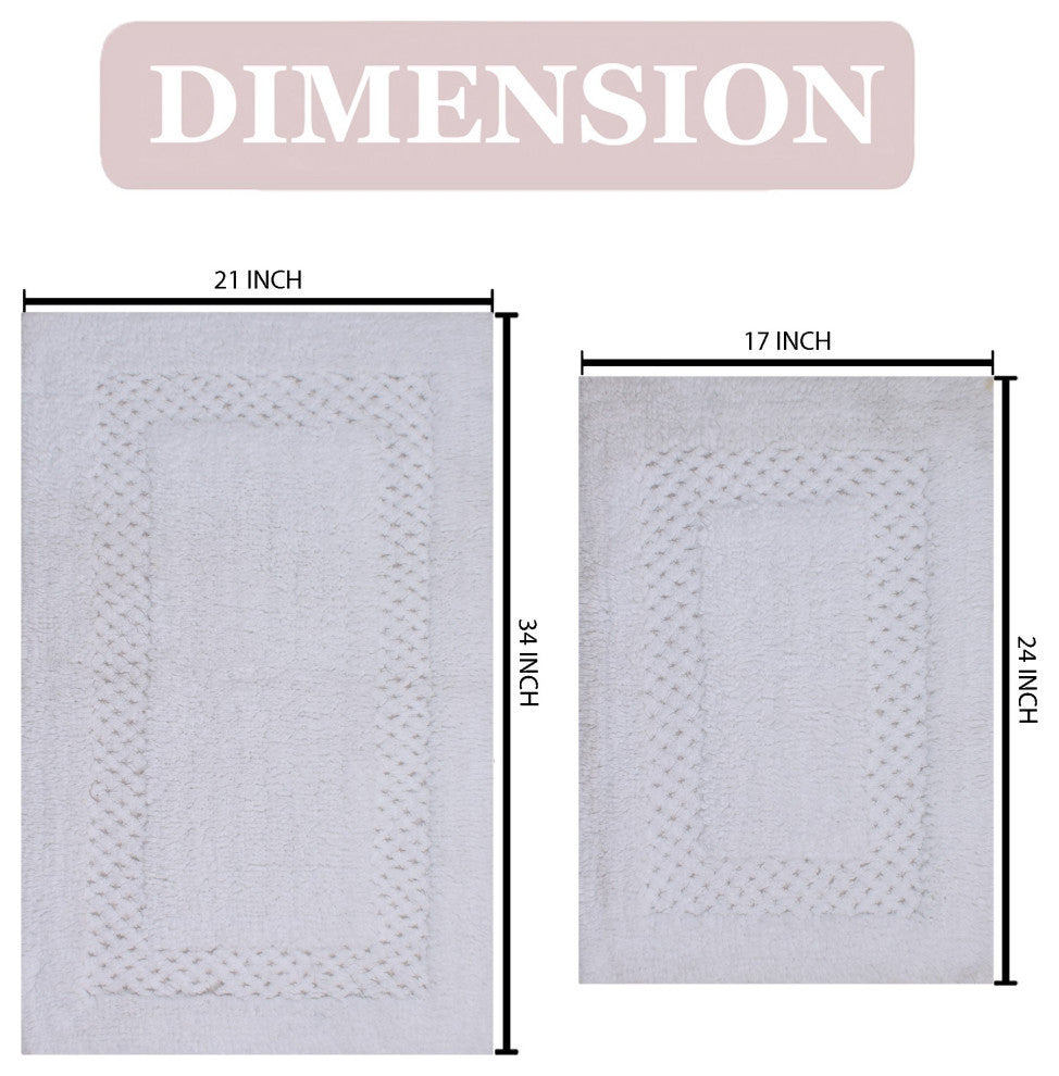 Classy Bath Rugs Set, 2 Piece Set, White