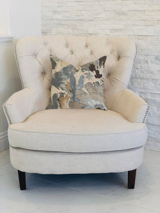 Icy Blue Wildflower Luxury Throw Pillow, 24"x24"