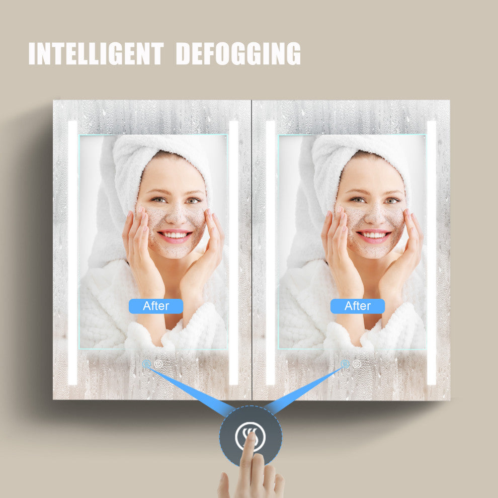 40" Aluminum Surface Mounted Medicine Cabinet with Two Doors and Mirror