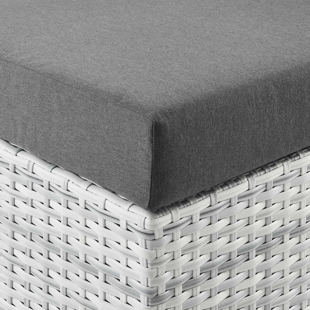 Lounge Chair Chaise, Rattan, Wicker, Gray, Modern, Outdoor Patio Bistro