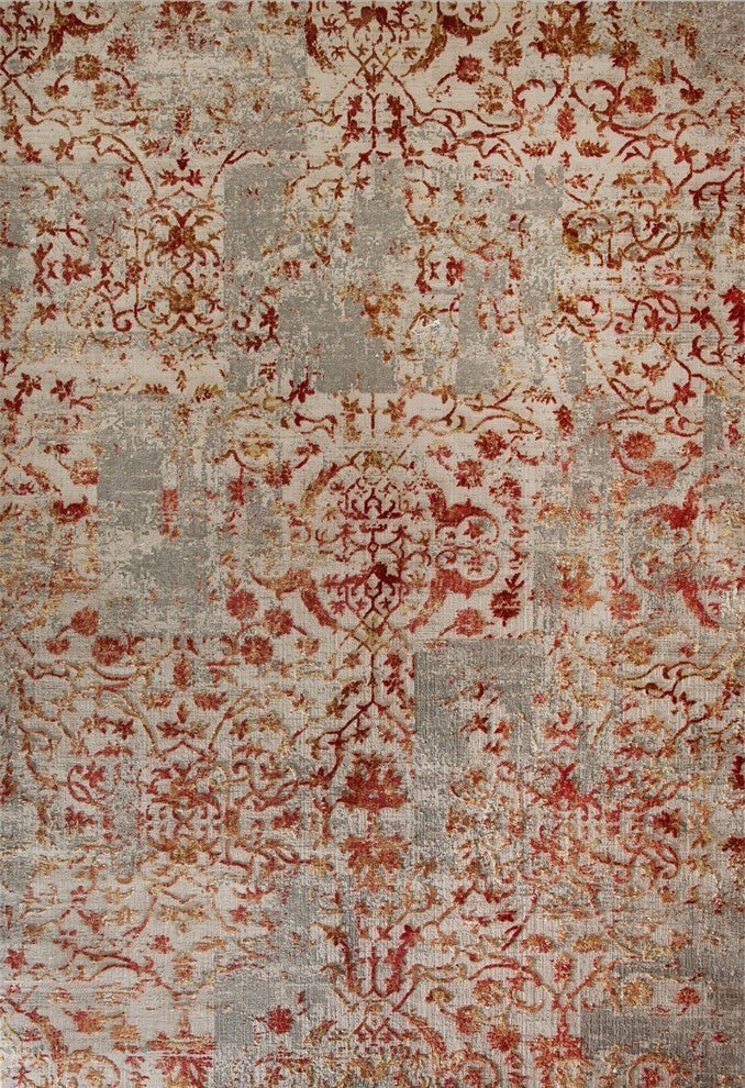 Quartz Rug, Ivory/Red, 3'11"X5'7"