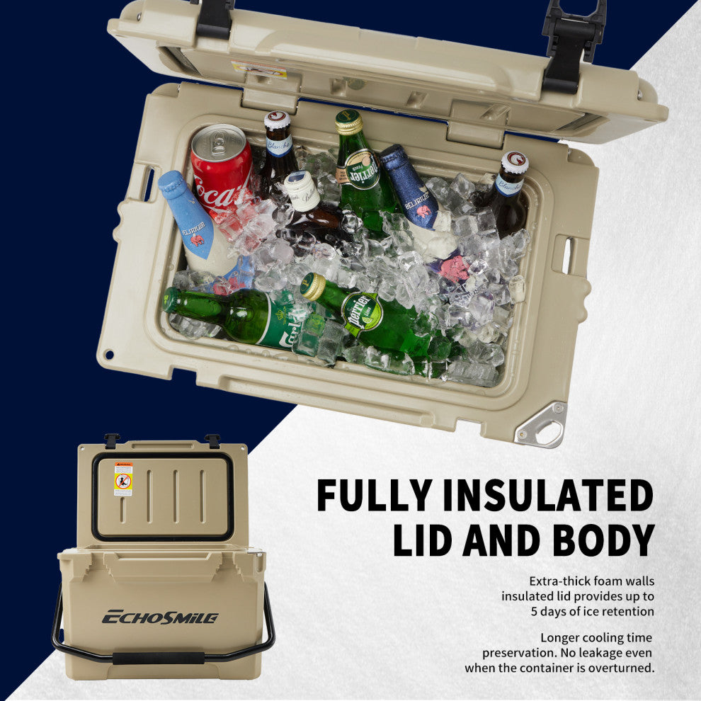 EchoSmile 25 qt. Rotomolded Cooler, Khaki