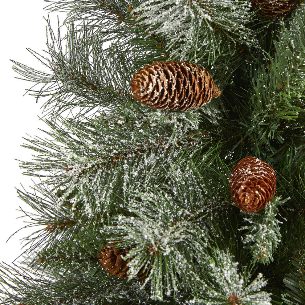 3' Snowed French Mountain Pine Faux Xmas Tree W/Bendable Branches & Pinecones