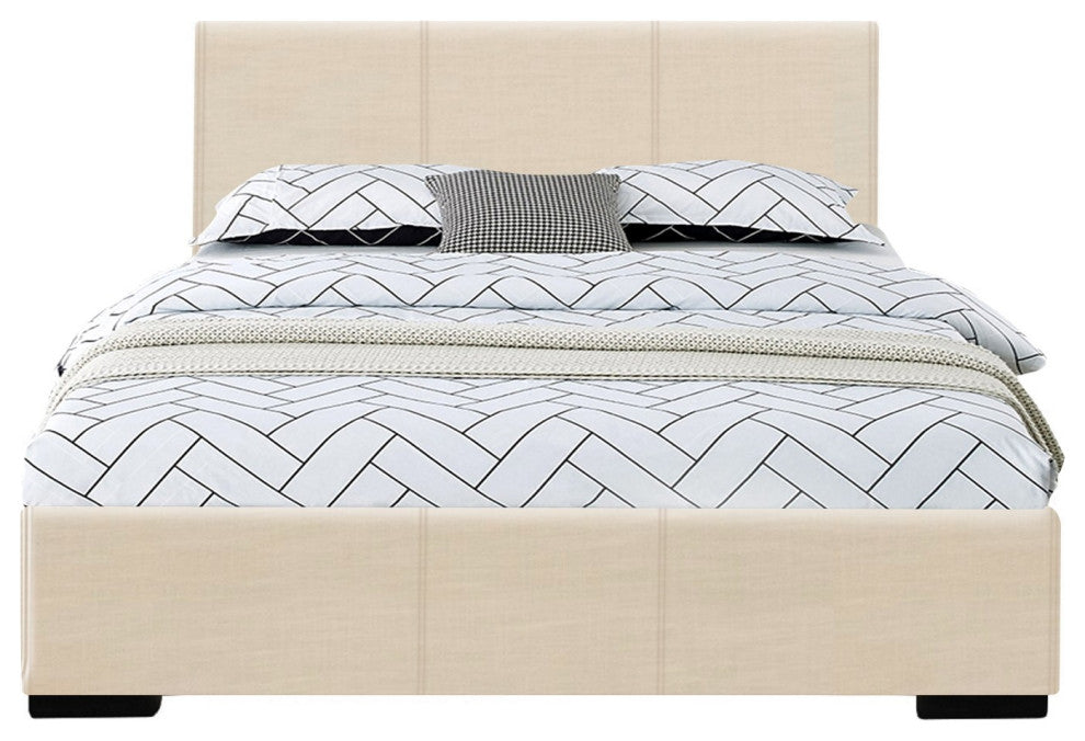 Beige Platform Twin Bed