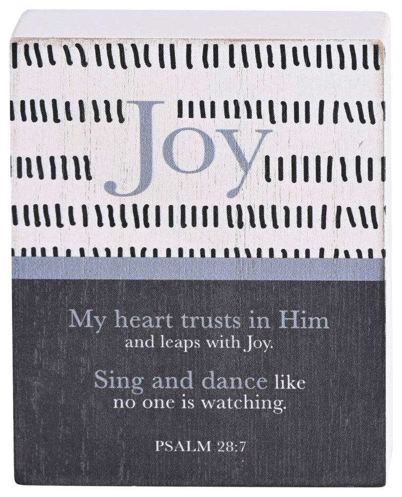 Tabletop Plaque Joy Psalm 28:7 White 3x4