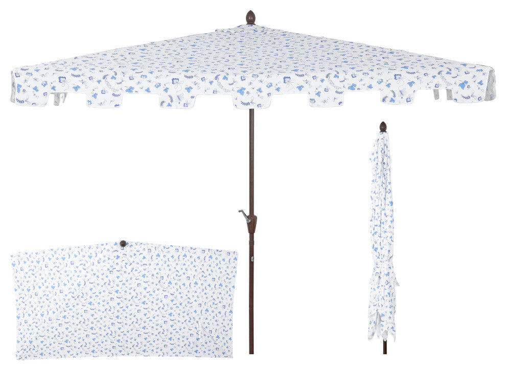 9ft Rectangular Half Market Patio Umbrella Crank, Wind Vent UV Protection