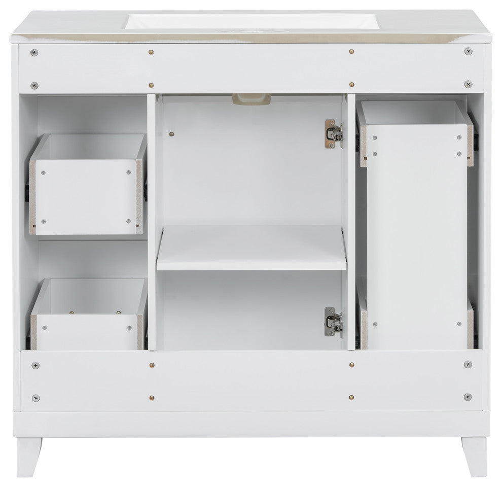 36 Inch Freestanding Bathroom Vanity with Ceramic Sink, White