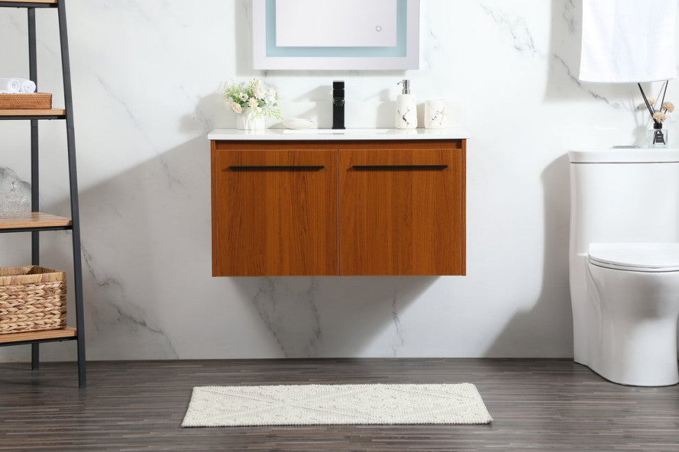 Elegant VF44536MTK-BS 36" Single Bathroom Vanity, Teak With Backsplash