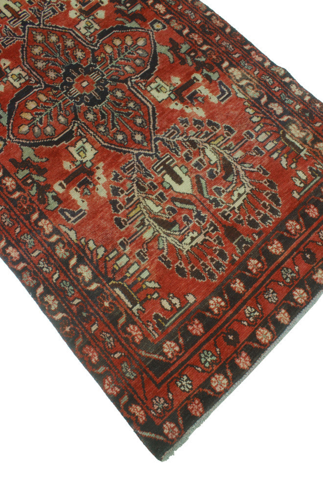 Fine Vintage Distressed Nomble Rust/Charcoal Runner, 3'4x12'9