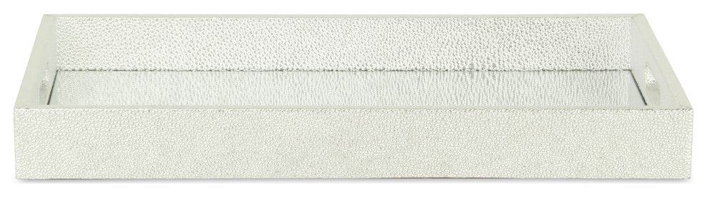 Labai Faux Shagreen, Mirrored Tray, Silver