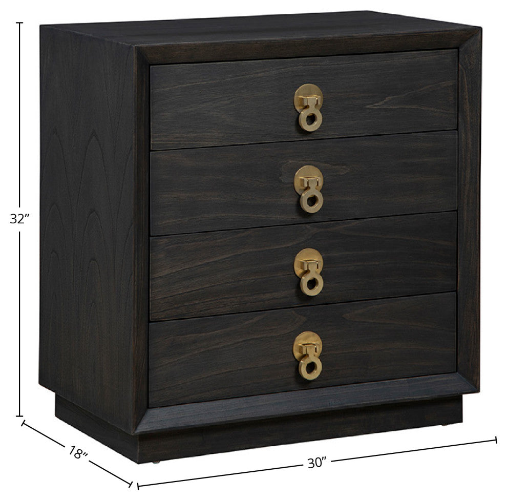 Small Buxton 4-Drawer Oak Chest, Charcoal