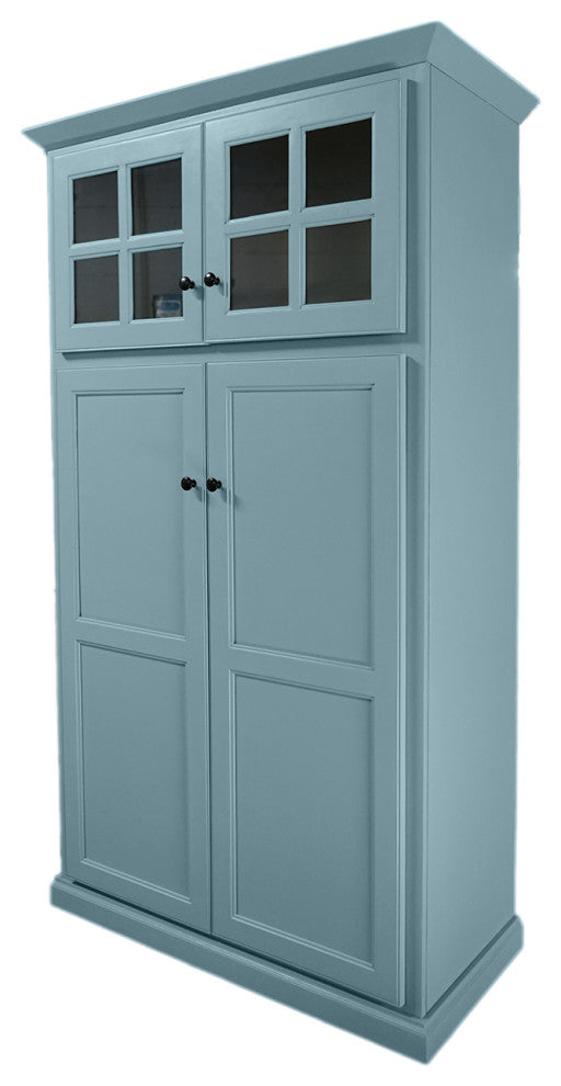 Traditional Pantry with Upper Cabinet Storage, Interesting Aqua