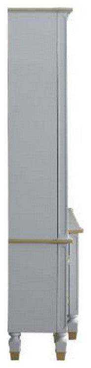 Benzara BM261955 Entertainment Center With Golden Trim Accent/4 Drawers, Gray