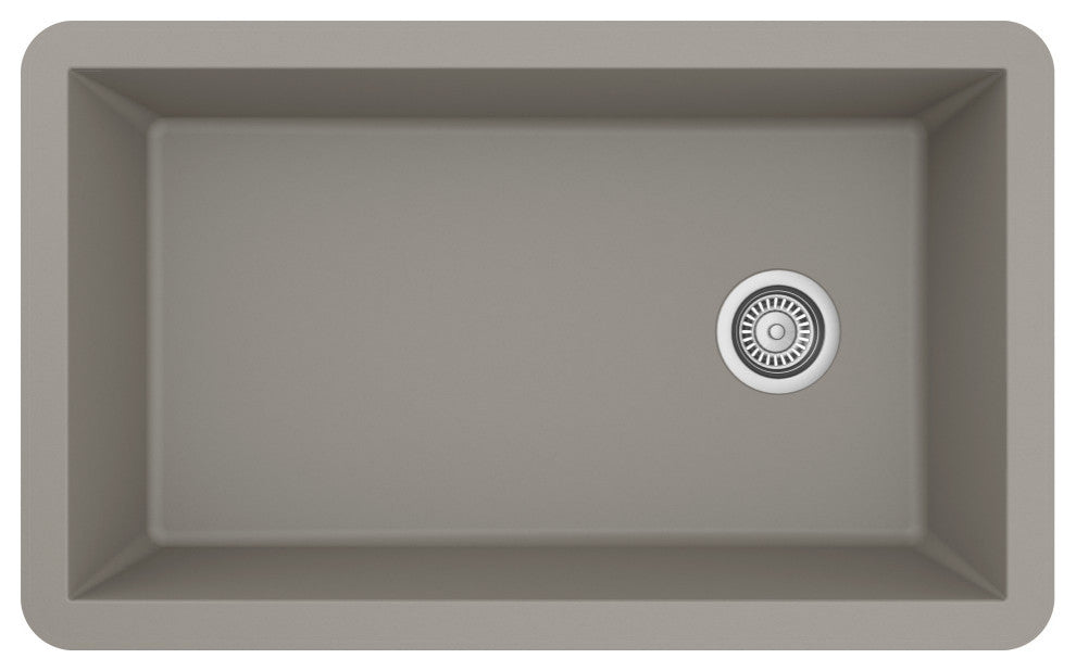 Karran Undermount Quartz Composite 32" Single Bowl Kitchen Sink, Concrete