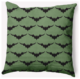 18" x 18" Bat Colony Indoor/Outdoor Polyester Throw Pillow, Sage