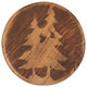Burnt Sienna Iron and Stained Wood Round Drink Table With Pine Trees