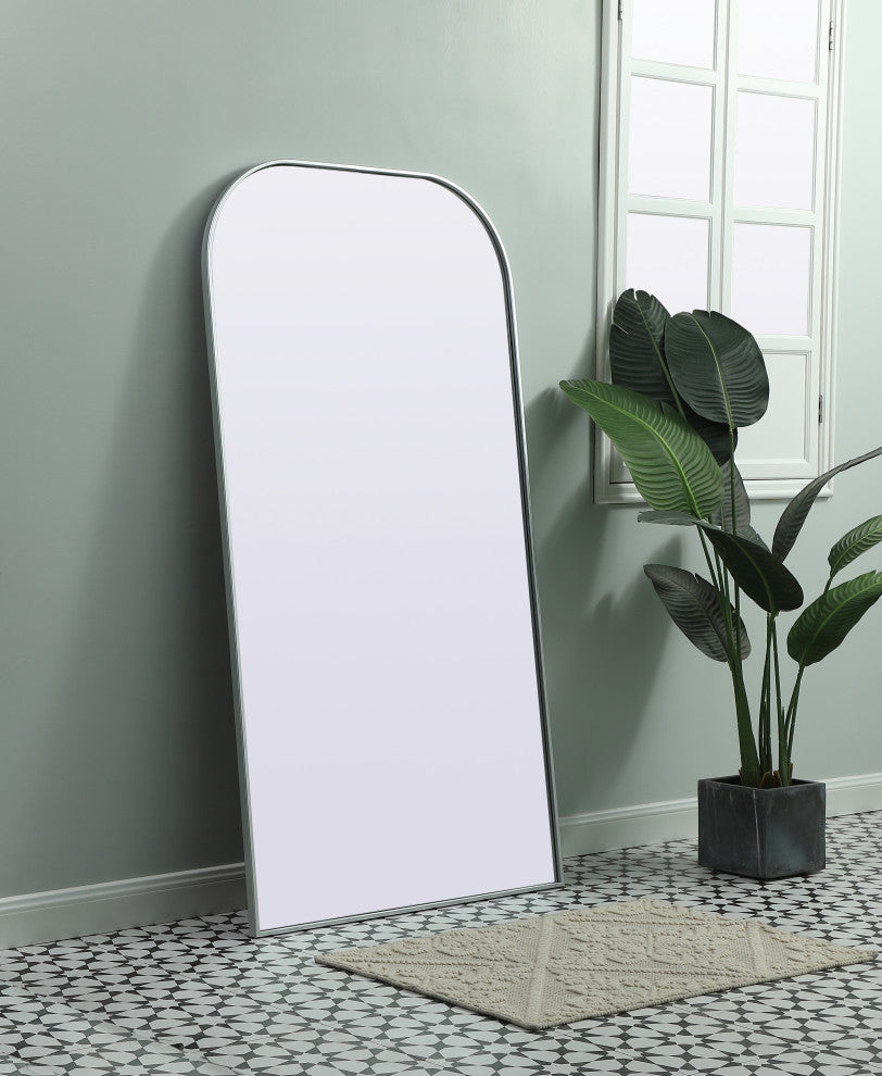 Metal Frame Arch Full Length Mirror 35X66 Inch, Silver