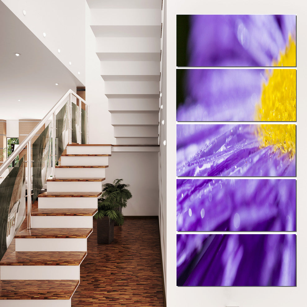 "Large Violet Flower Petal Close Up" Flower Wall Art", 5 Panels, 28"x60"