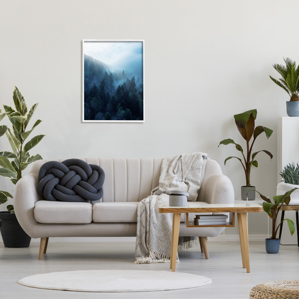 Daylight over Pine Forest Mountain with Fog, 24 x 30