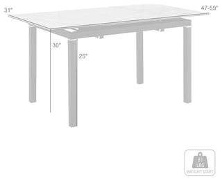 Giana Extendable Dining Table, Stone and Metal