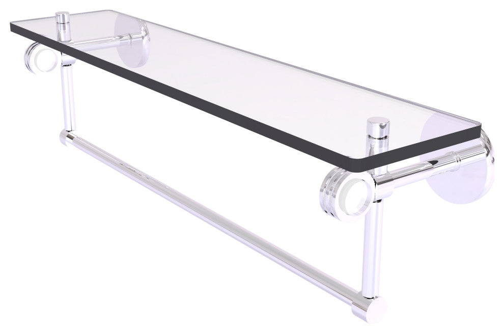 Clearview 22" Glass Shelf and Towel Bar and Dotted Accents, Polished Chrome