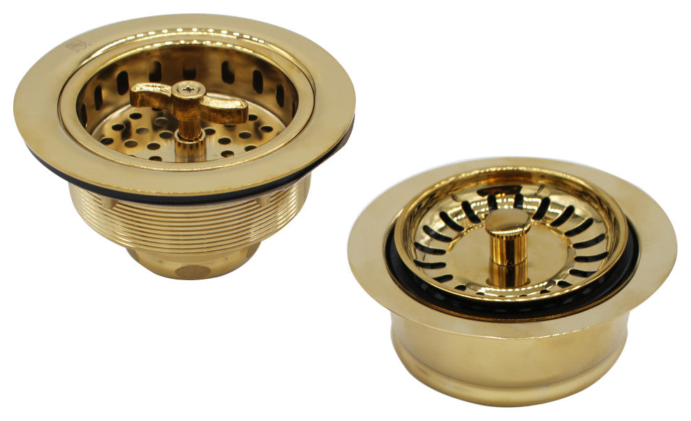CO2155S Combo 3.5" Wing Nut Twist Style Large Kitchen Sink, Polished Brass