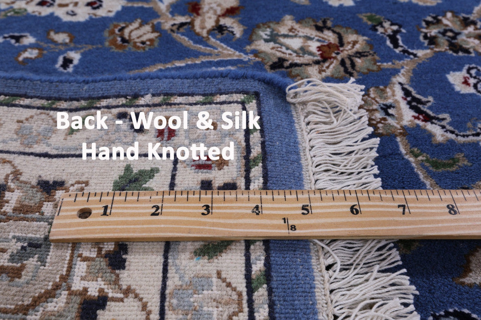 5' 2" X 7' 2" Wool & Silk Persian Nain Hand Knotted Rug - Q13138