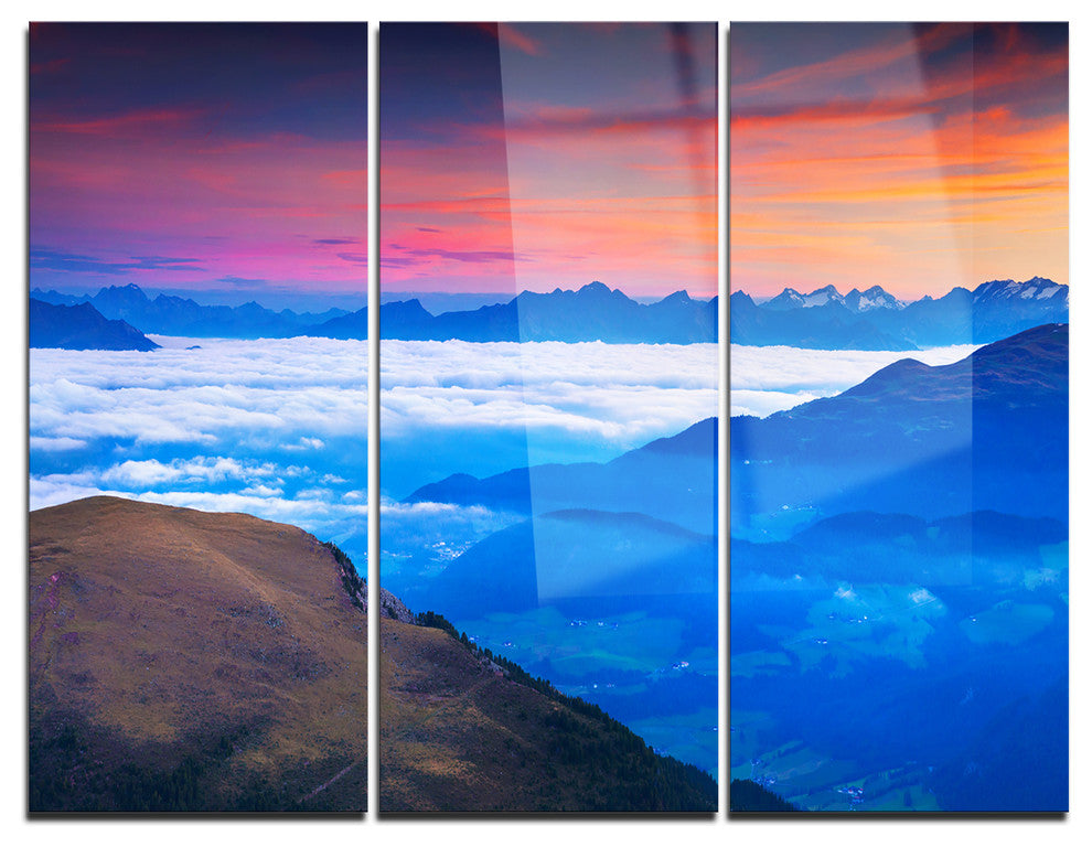 "Summer Sunrise in Italian Alps" Photo Metal Wall Art, 3 Panels, 36"x28"
