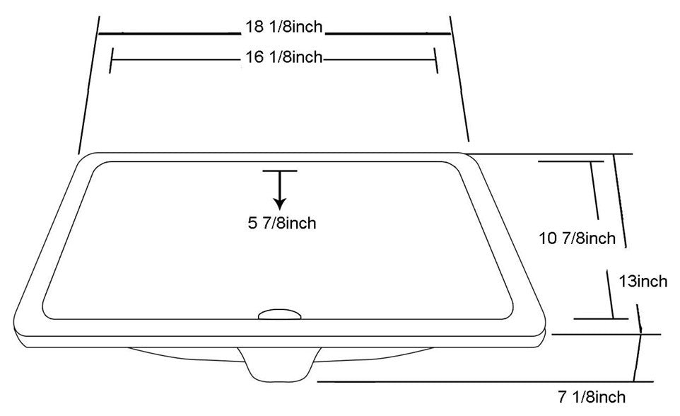 Dawn Under Counter Rectangle Ceramic Basin with Overflow