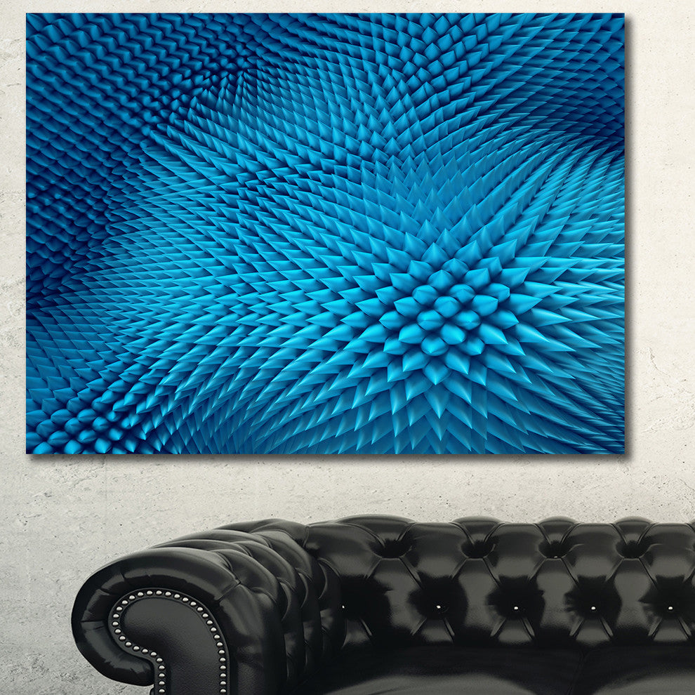 Wavy Blue Prickly Design, Abstract Canvas Art Print, 40"x30"