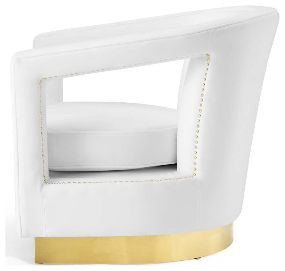Armchair Accent Chair, Velvet, White, Modern, Living Lounge Hotel Hospitality
