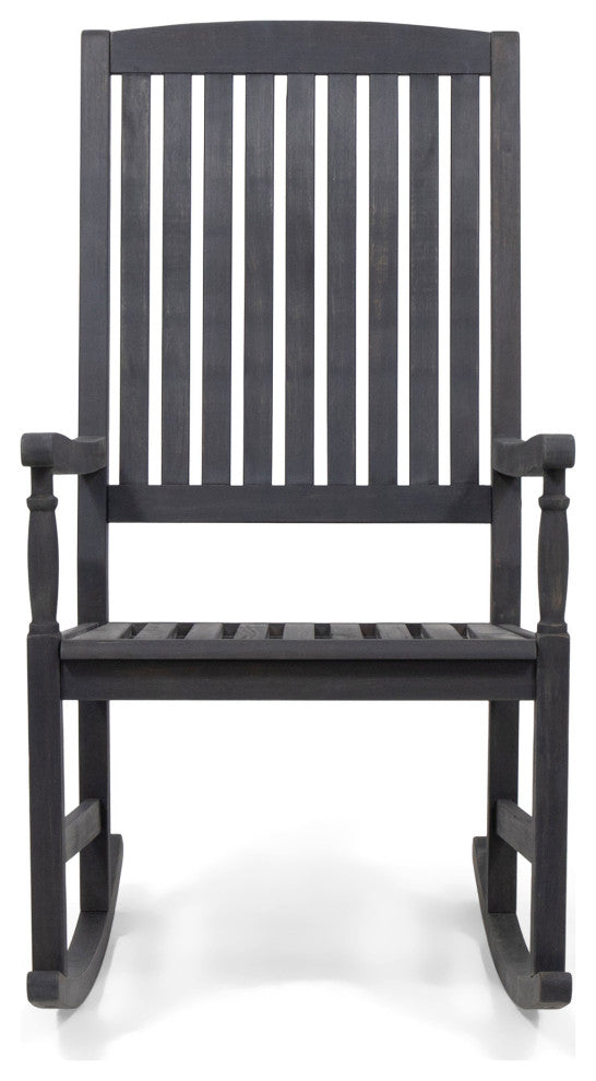 Myrna Outdoor Acacia Wood Rocking Chair, Dark Gray Finish