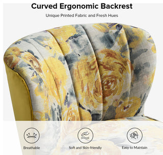 Accent Side Chair With Tufted Back, Yellow