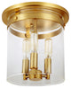 Roxbury three light cylinder glass flushmount
