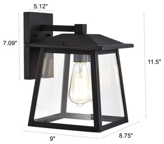 CHLOE Lighting Orly Transitional 1Light Textured Black Outdoor Wall Sconce 12" H