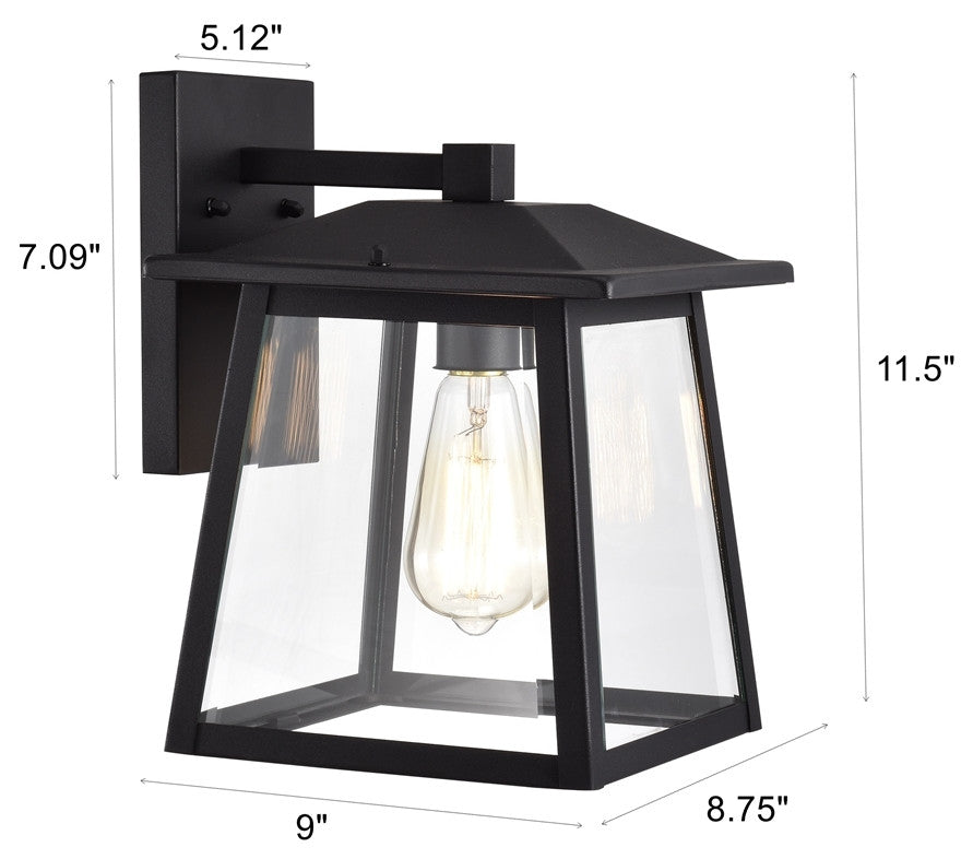 CHLOE Lighting Orly Transitional 1Light Textured Black Outdoor Wall Sconce 12" H
