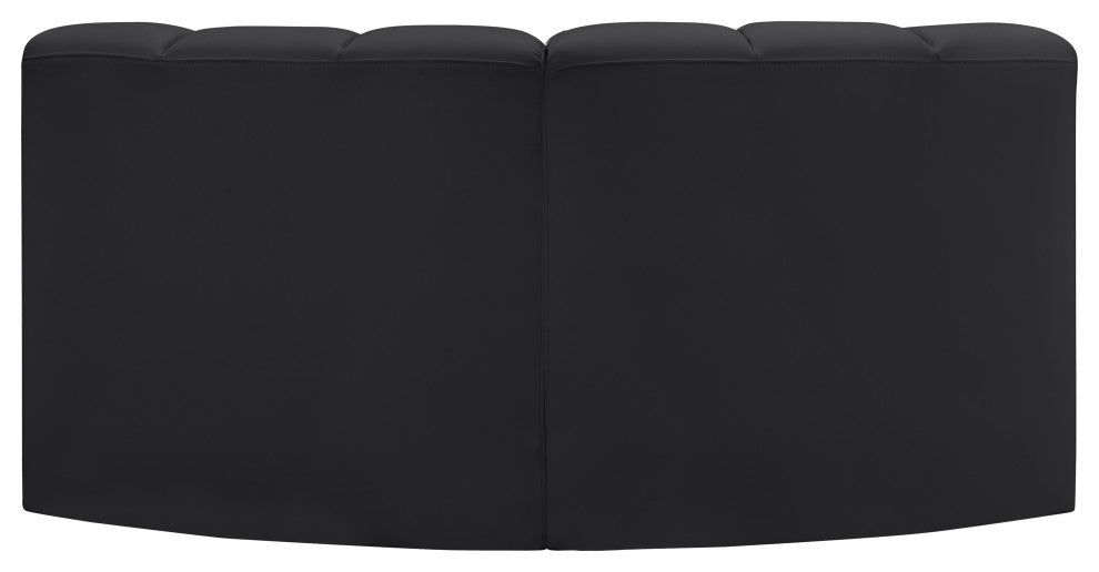 Arc Vegan Leather Upholstered 2-Pc. Inward Curved Modular Sectional, Black