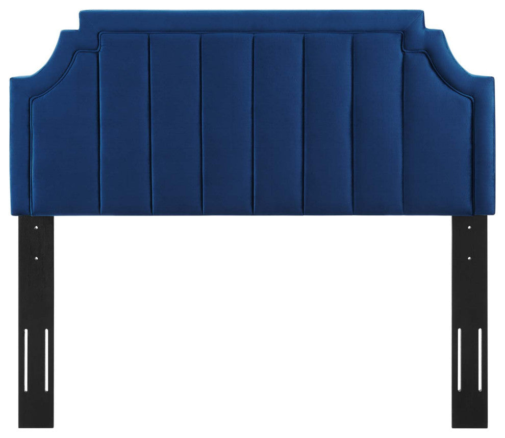 Tufted Headboard, Full Queen Size, Velvet, Blue Navy, Modern Contemporary