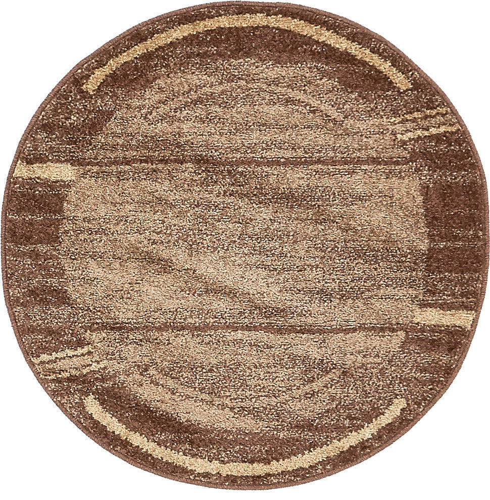 Unique Loom Brown Autumn Foilage 3'3x3'3 Round Rug