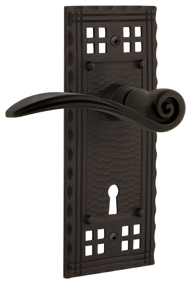 Craftsman Plate With Keyhole Swan Lever, Oil-Rubbed Bronze, Passage, Non-Handed