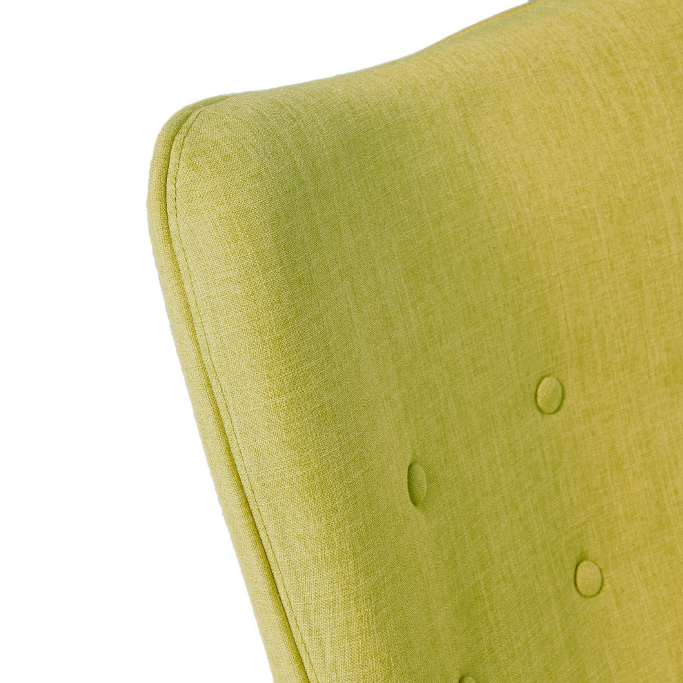 Hariata Mid-Century Modern Wingback Chair and Ottoman Set, Muted Green