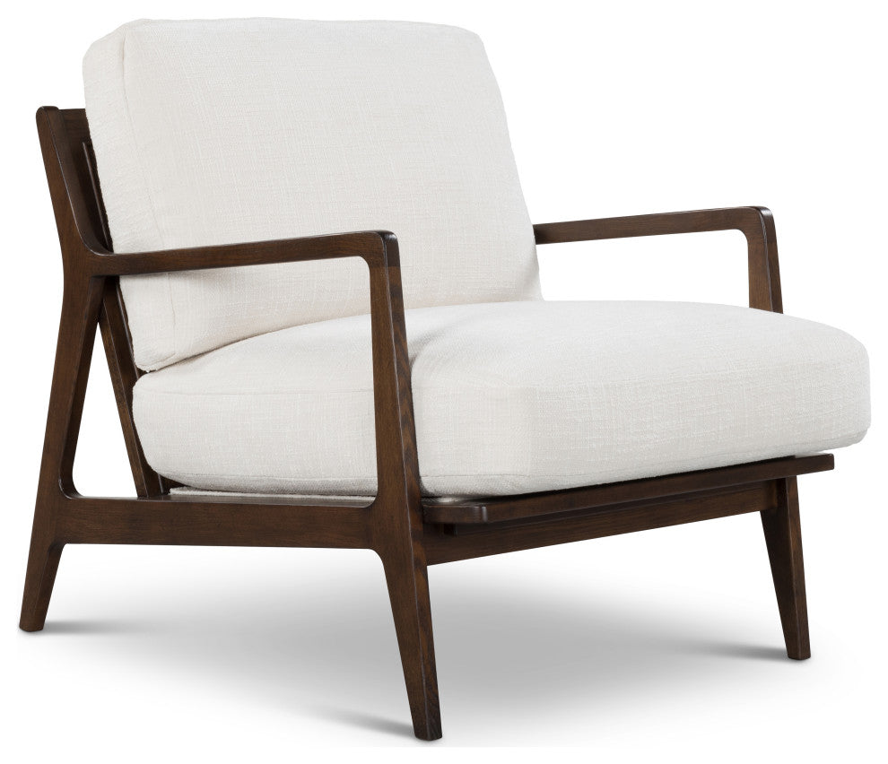 Metro Carmelo Upholstered Accent Chair, Walnut/Cream Genuine Leather