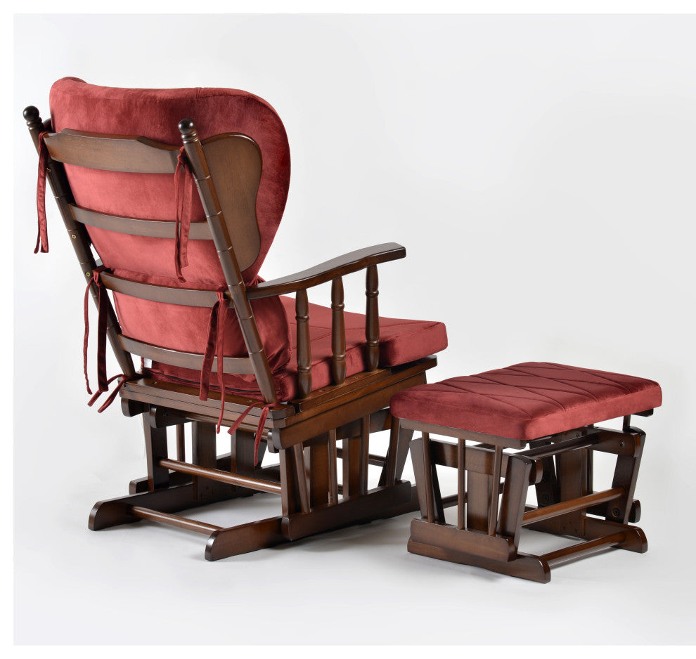 Comfort Deluxe Glider Chair and Ottoman Set, Brick
