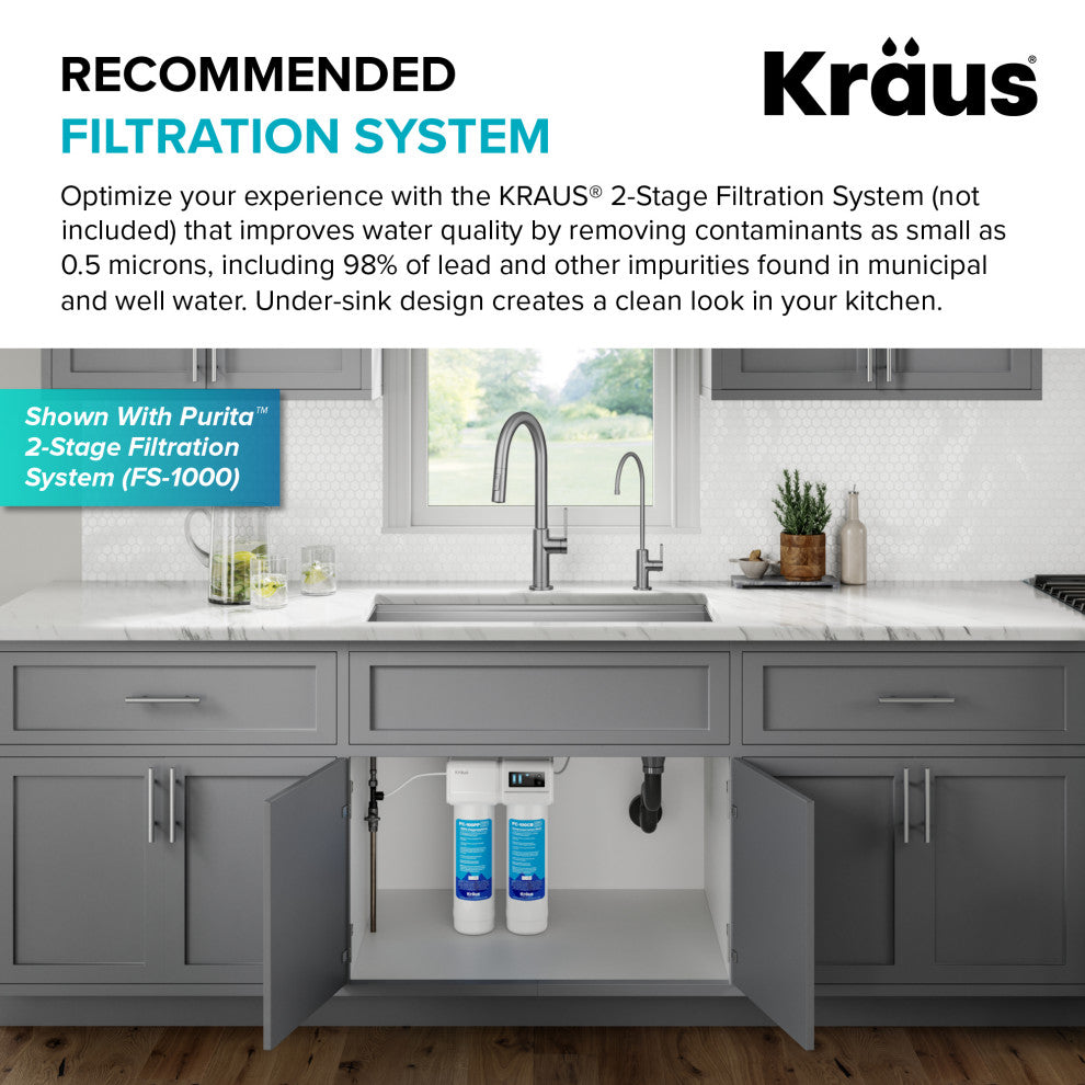 KRAUS Oletto 1-Handle Drinking Water Filter Faucet, Spot Free Stainless Steel