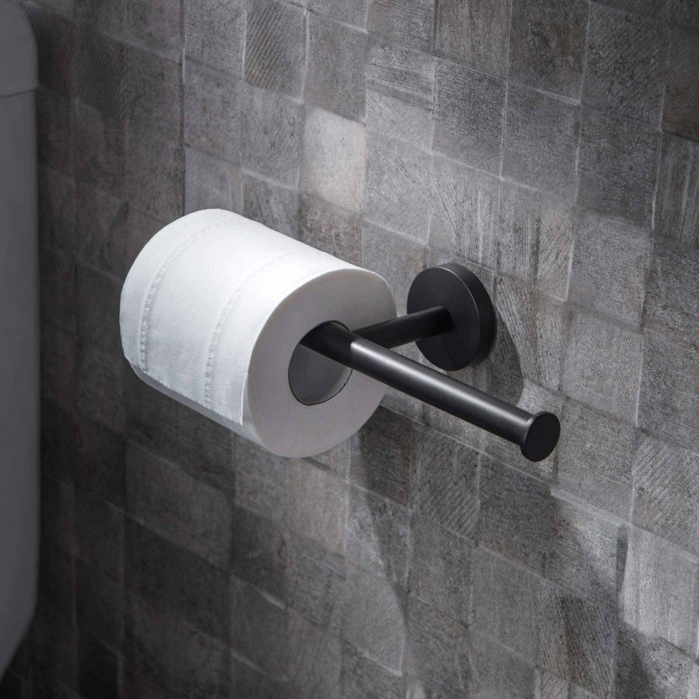 Circular Double Toilet Paper Holder, Matte Black