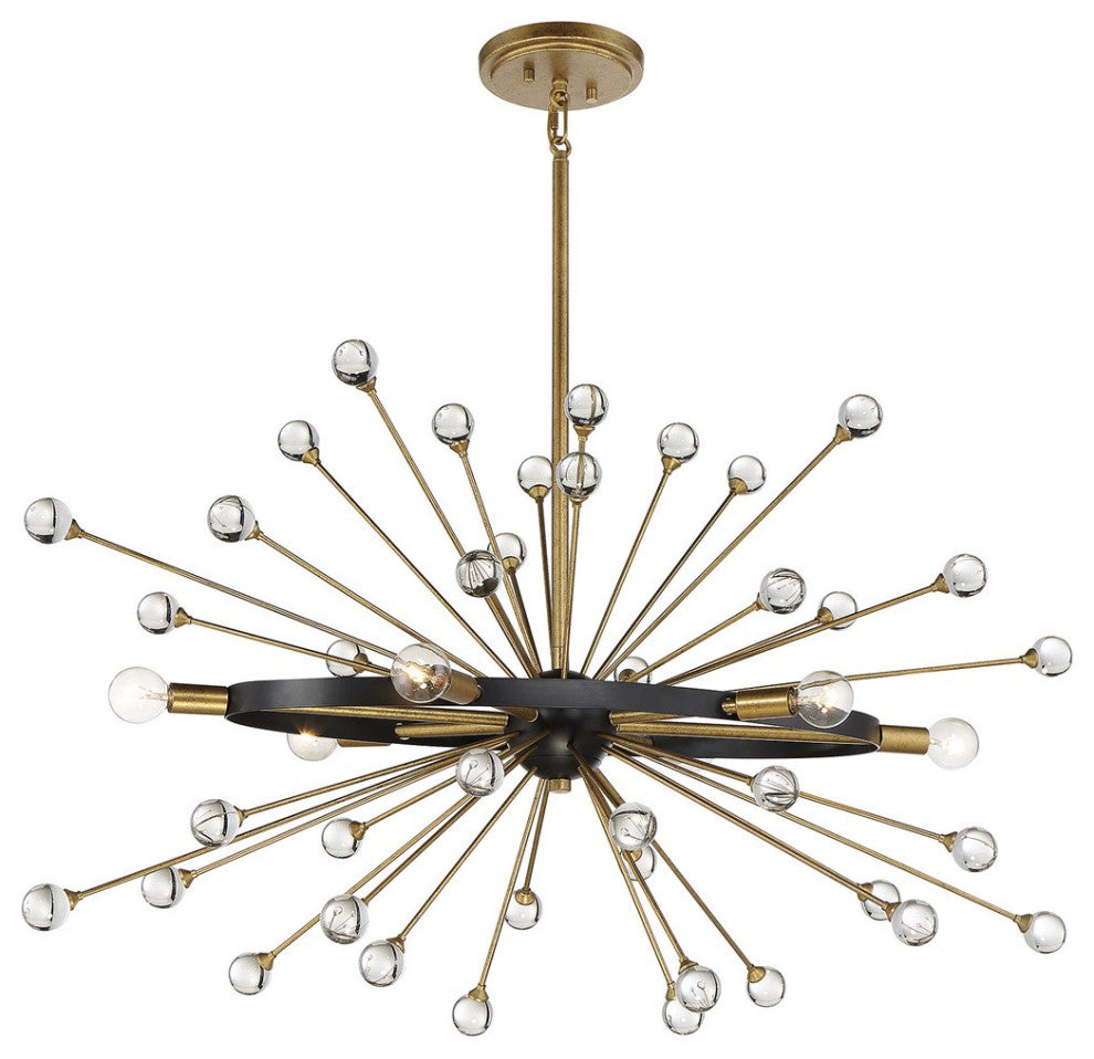 Savoy House Ariel 6-Light Oval Chandelier 1-1858-6-62, Como Black With Gold