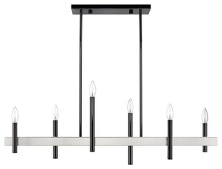 Denmark 6-Light Black Chrome Extra Large Linear Chandelier with Brushed Nickel