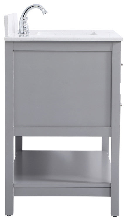 Skylar 42" Single Bathroom Vanity, Gray, With Backsplash